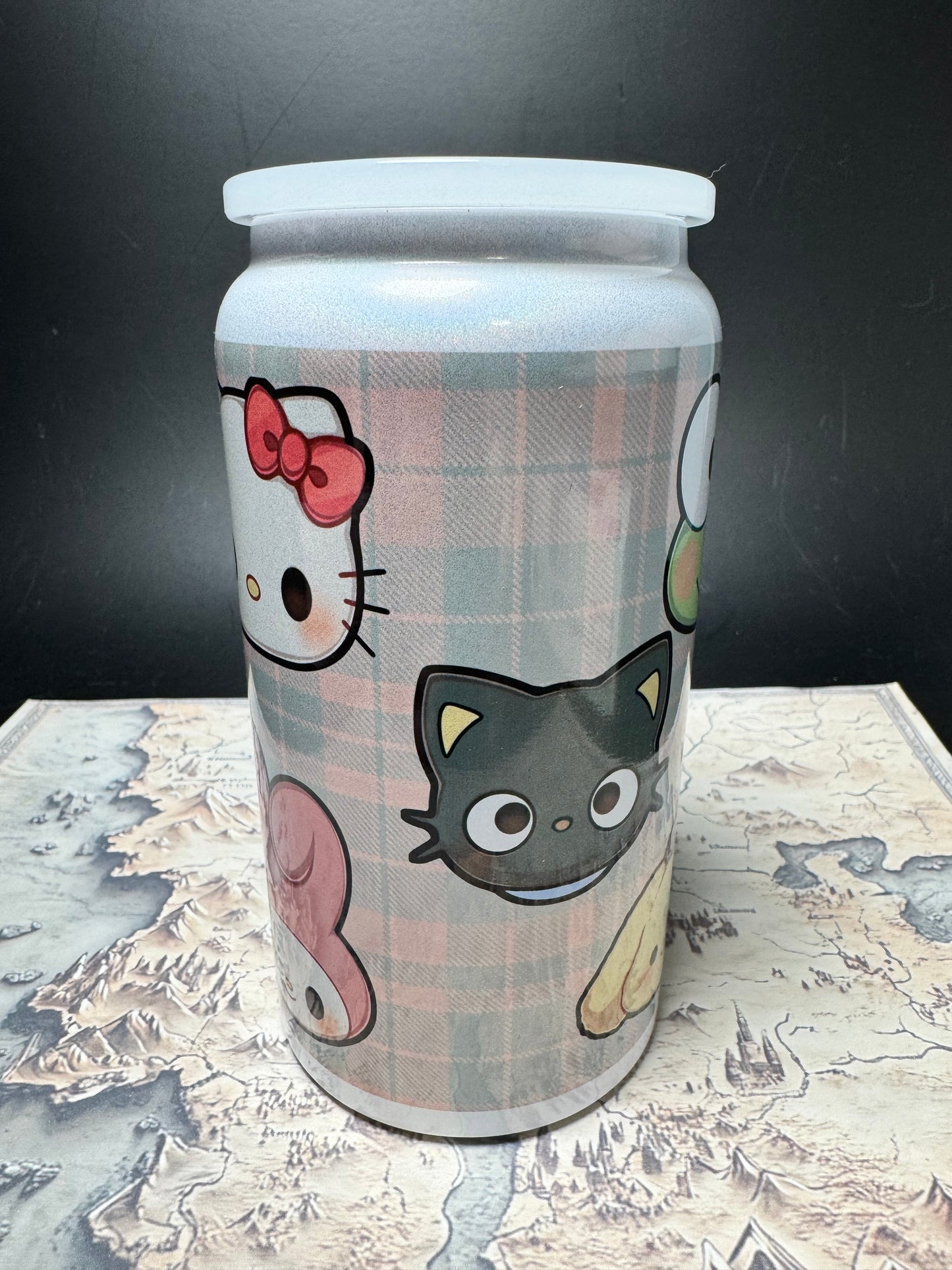 Plaid Sanrio Characters 16oz Can - Iridescent - Stainless Steel Sublimated