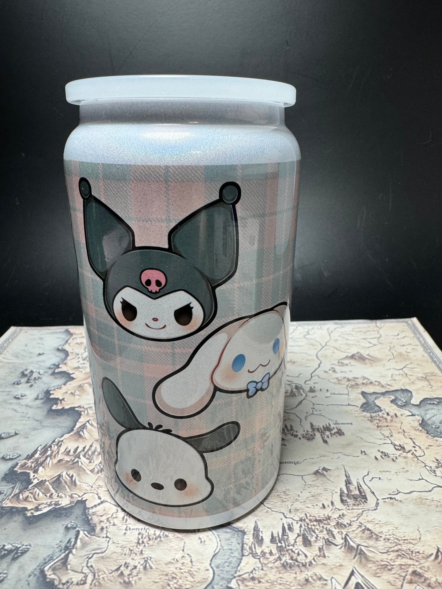 Plaid Sanrio Characters 16oz Can - Iridescent - Stainless Steel Sublimated