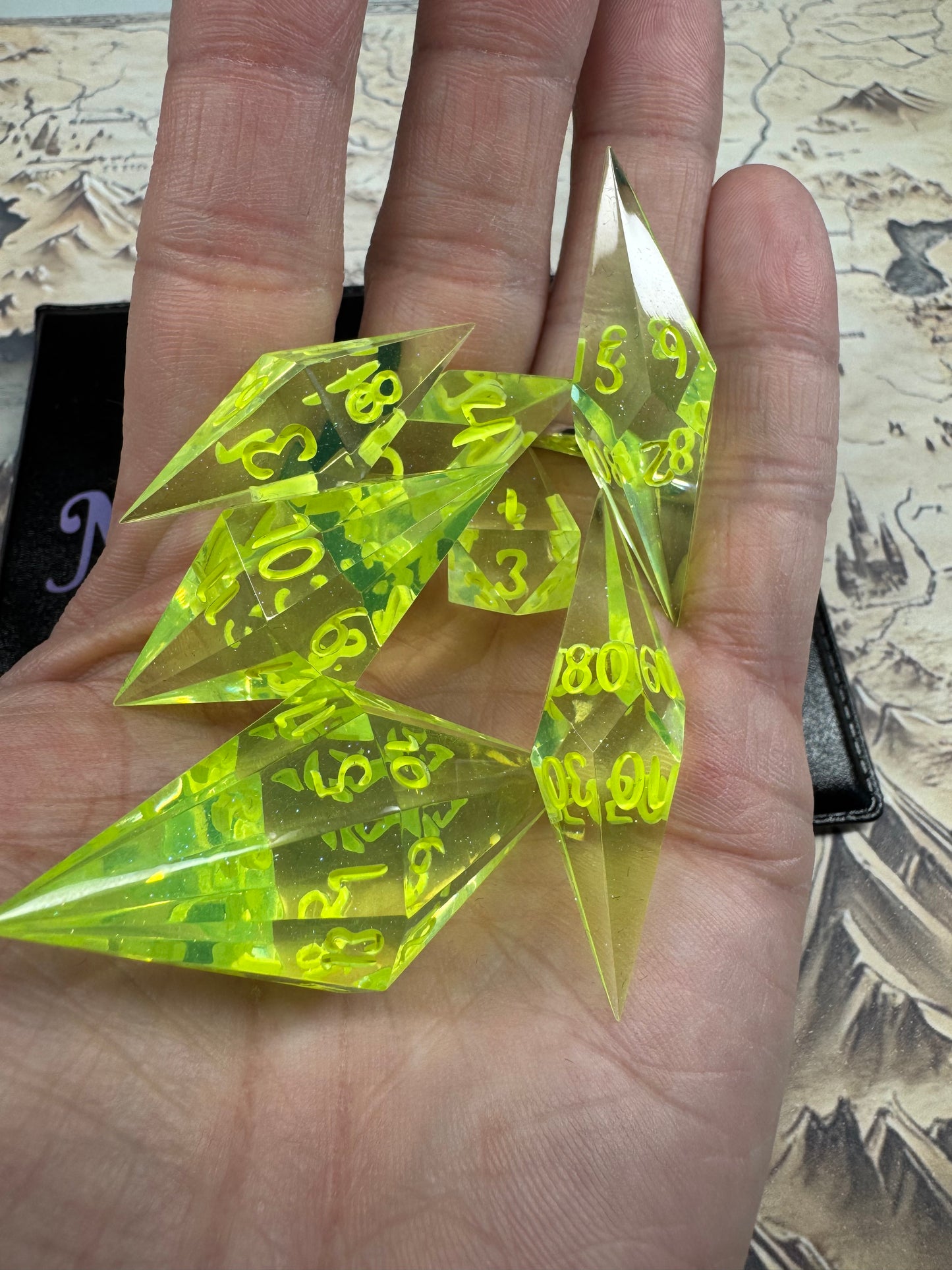 Uranium - Standard 7 Set Dice  - Fine Art Dice - Crystal Set