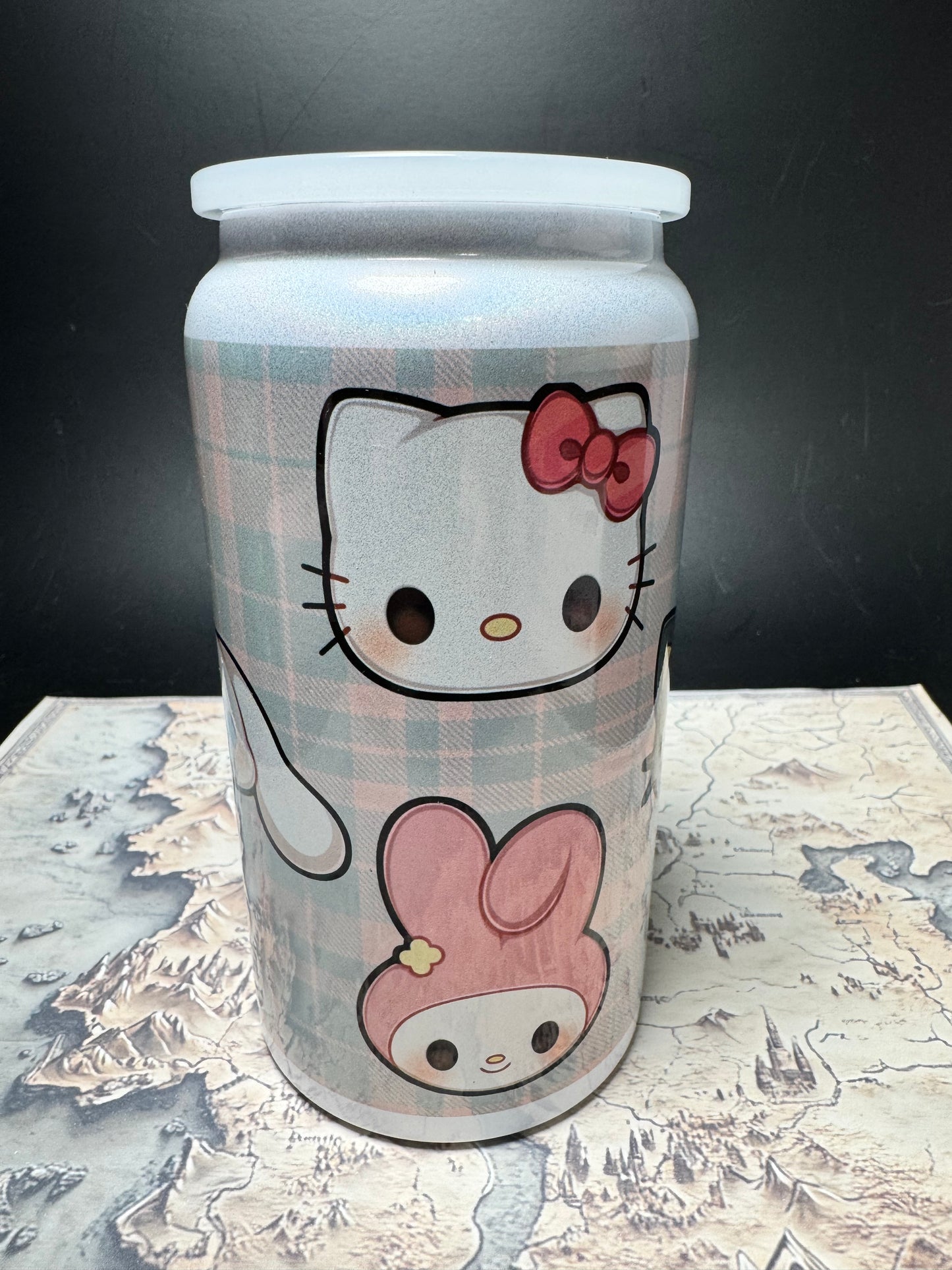 Plaid Sanrio Characters 16oz Can - Iridescent - Stainless Steel Sublimated