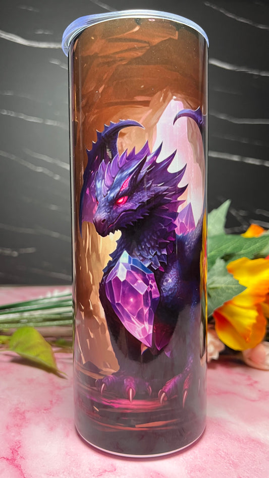 Amethyst Dragon - 20oz Skinny Stainless Steel Tumbler - Double Wall - Sublimated