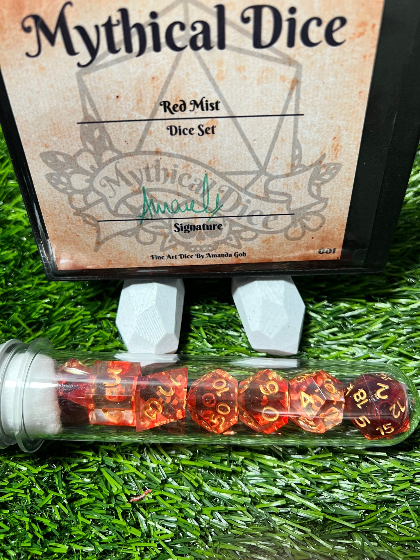 Red Mist - Standard 7 Set Dice - Fine Art Dice - Blood Core D20