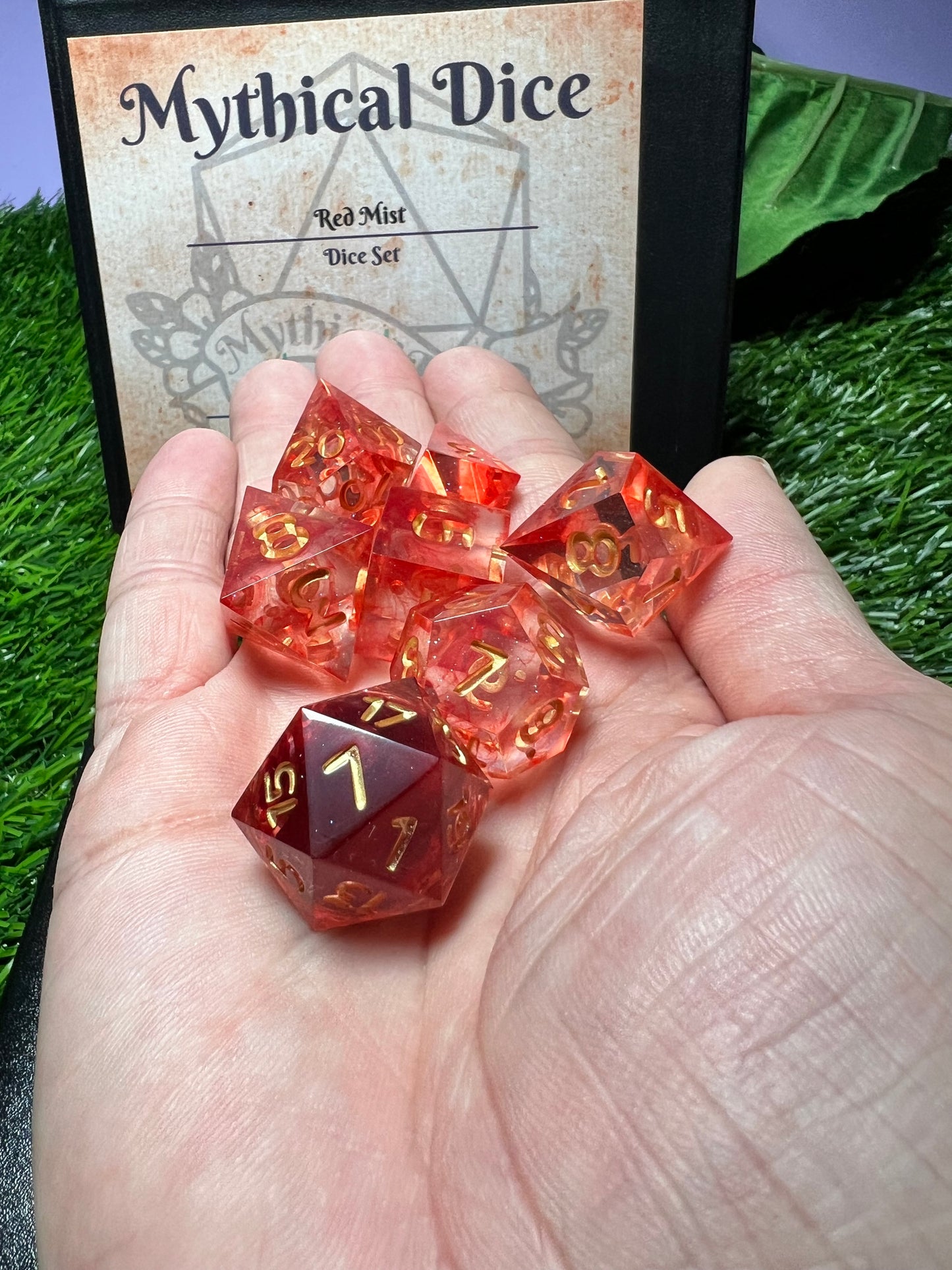 Red Mist - Standard 7 Set Dice - Fine Art Dice - Blood Core D20