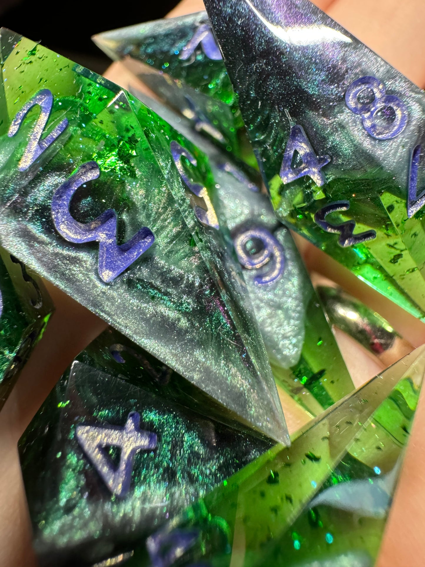 Corrupted Emerald - 7 Set Dice - Fine Art Dice