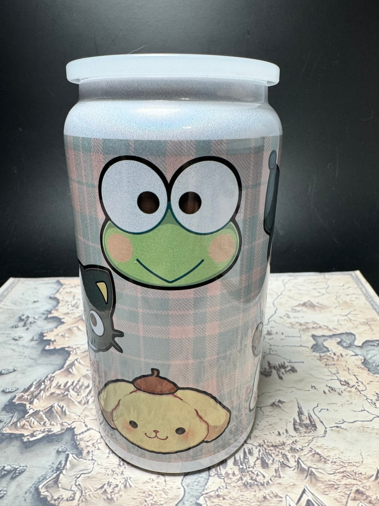 Plaid Sanrio Characters 16oz Can - Iridescent - Stainless Steel Sublimated