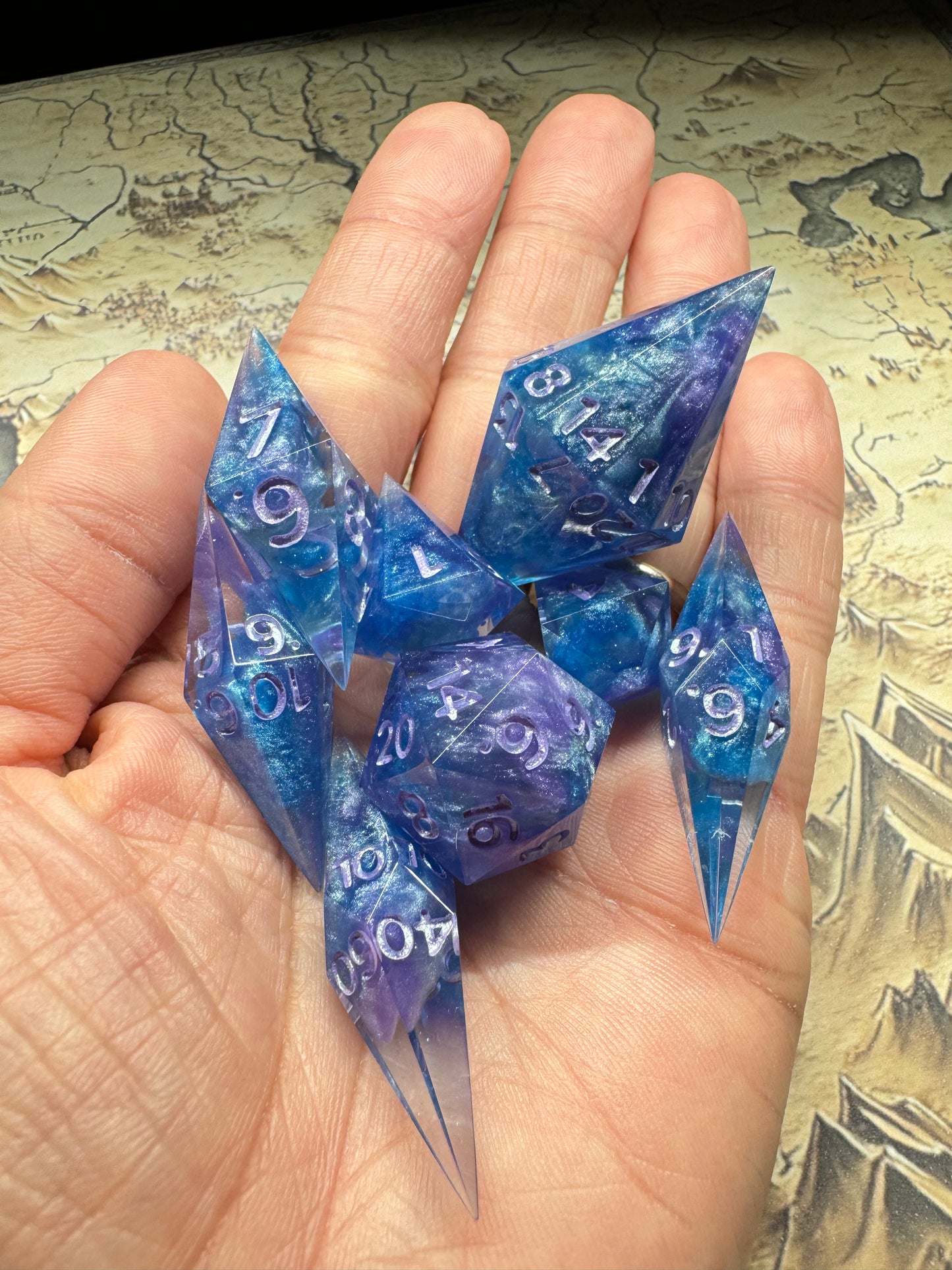 Glacial Abyss - Full Set Dice - Fine Art Dice