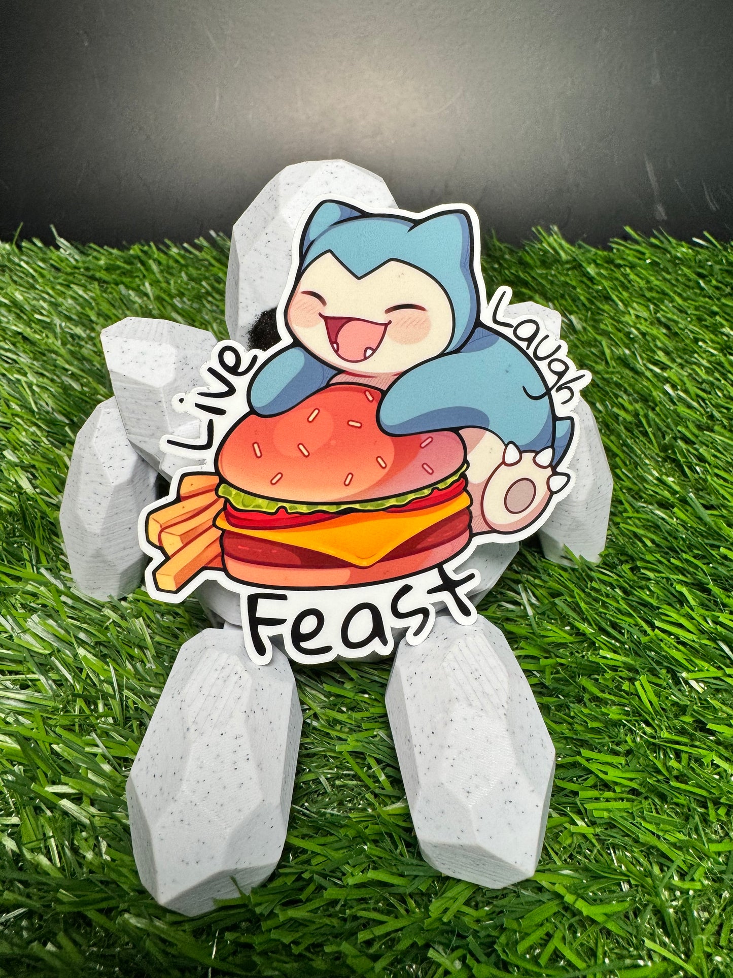 Snorlax Live Laugh Feast Sticker - Die Cut