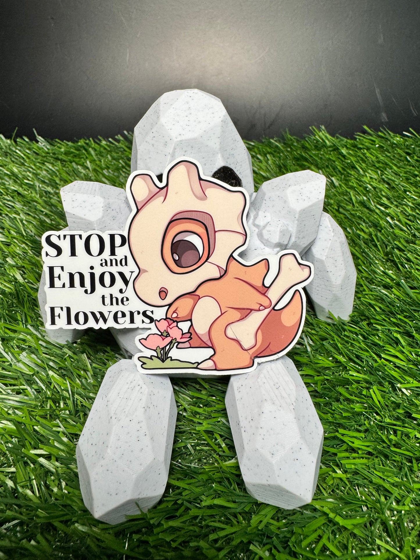 Stop and Enjoy the Flowers Cubone Sticker - Die Cut