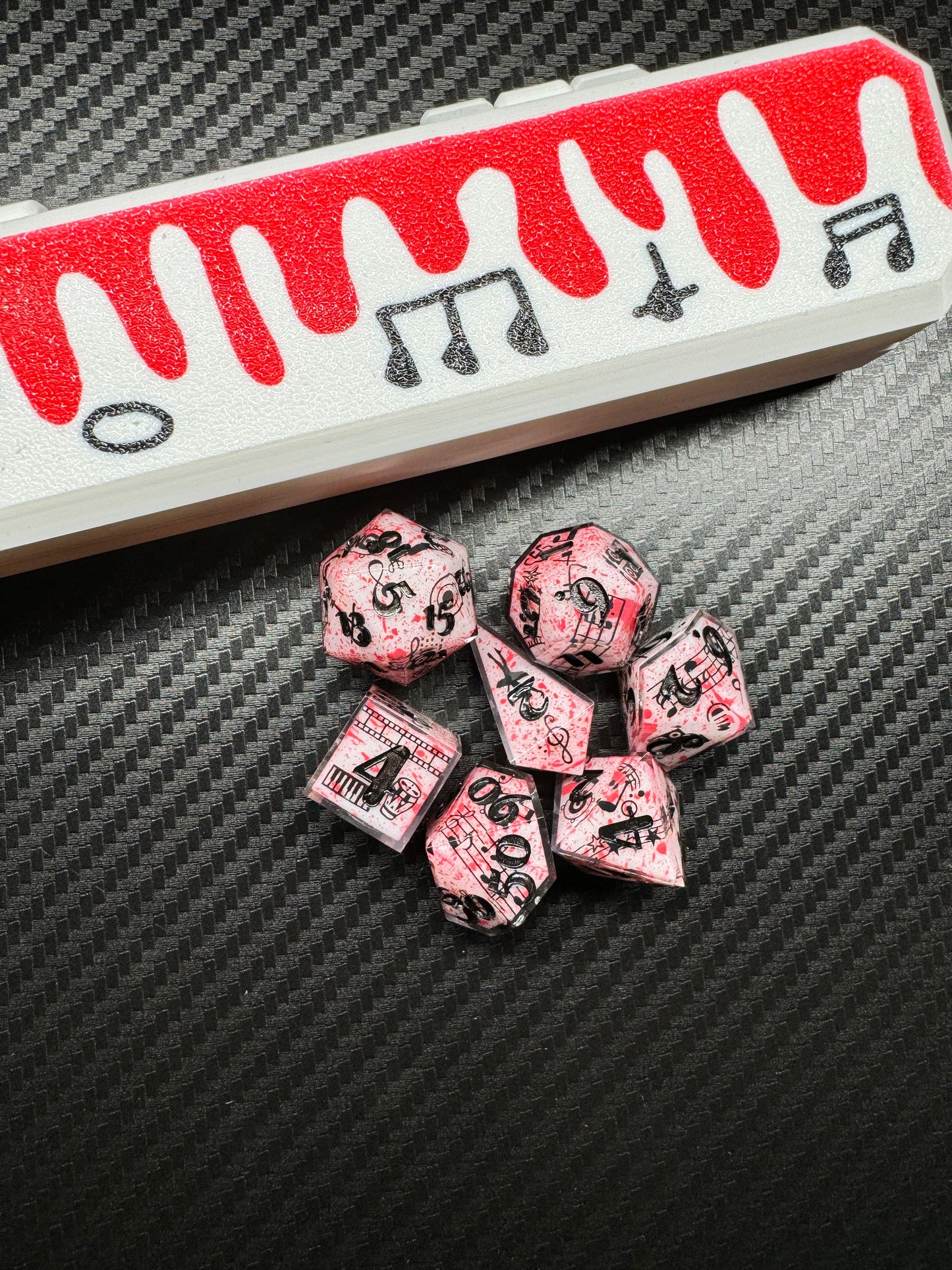 Hymn of Death - Standard 7 Set Dice  - Fine Art Dice - Shard D4