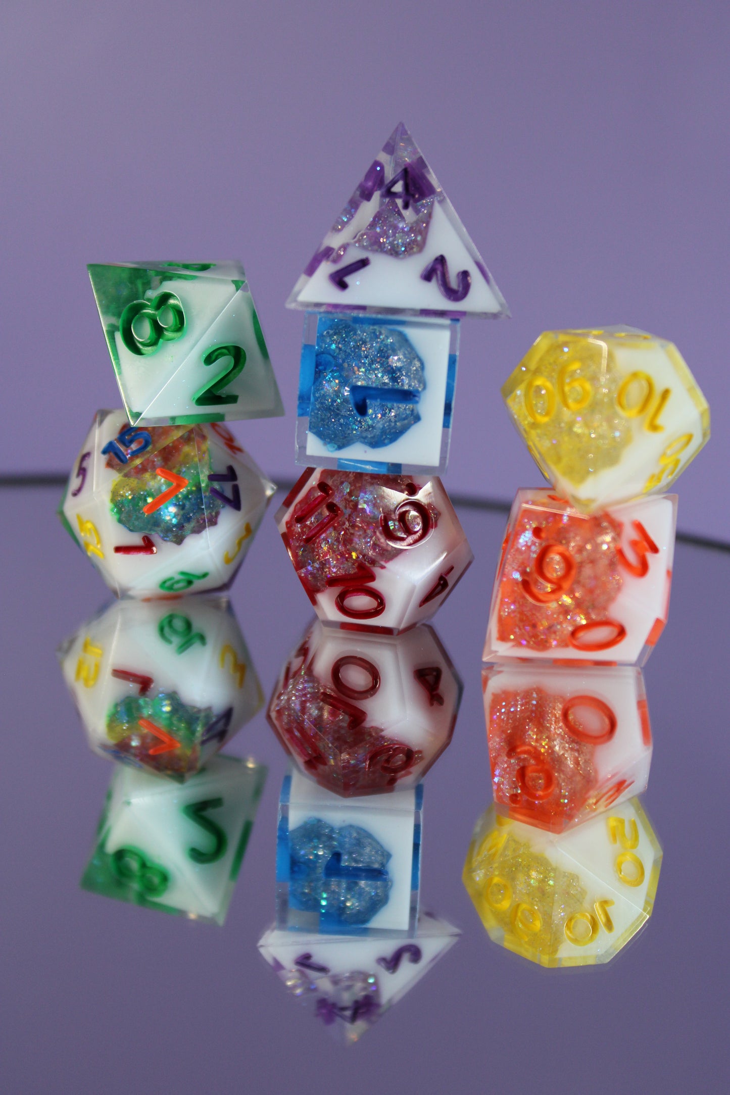 Pride - Standard 7 Set Dice - Fine Art Dice - Geode Style