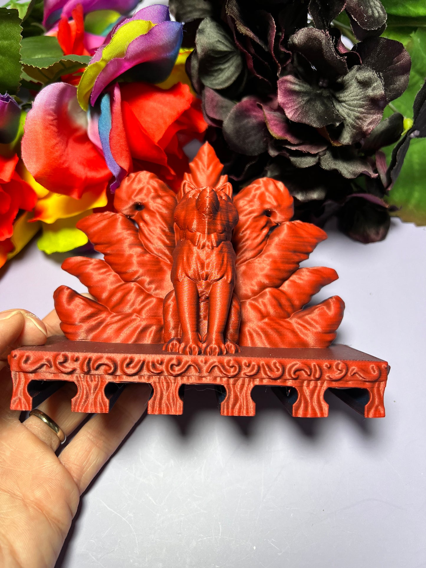 Nine Tailed Kitsune Keychain Holder - Wall Mounted