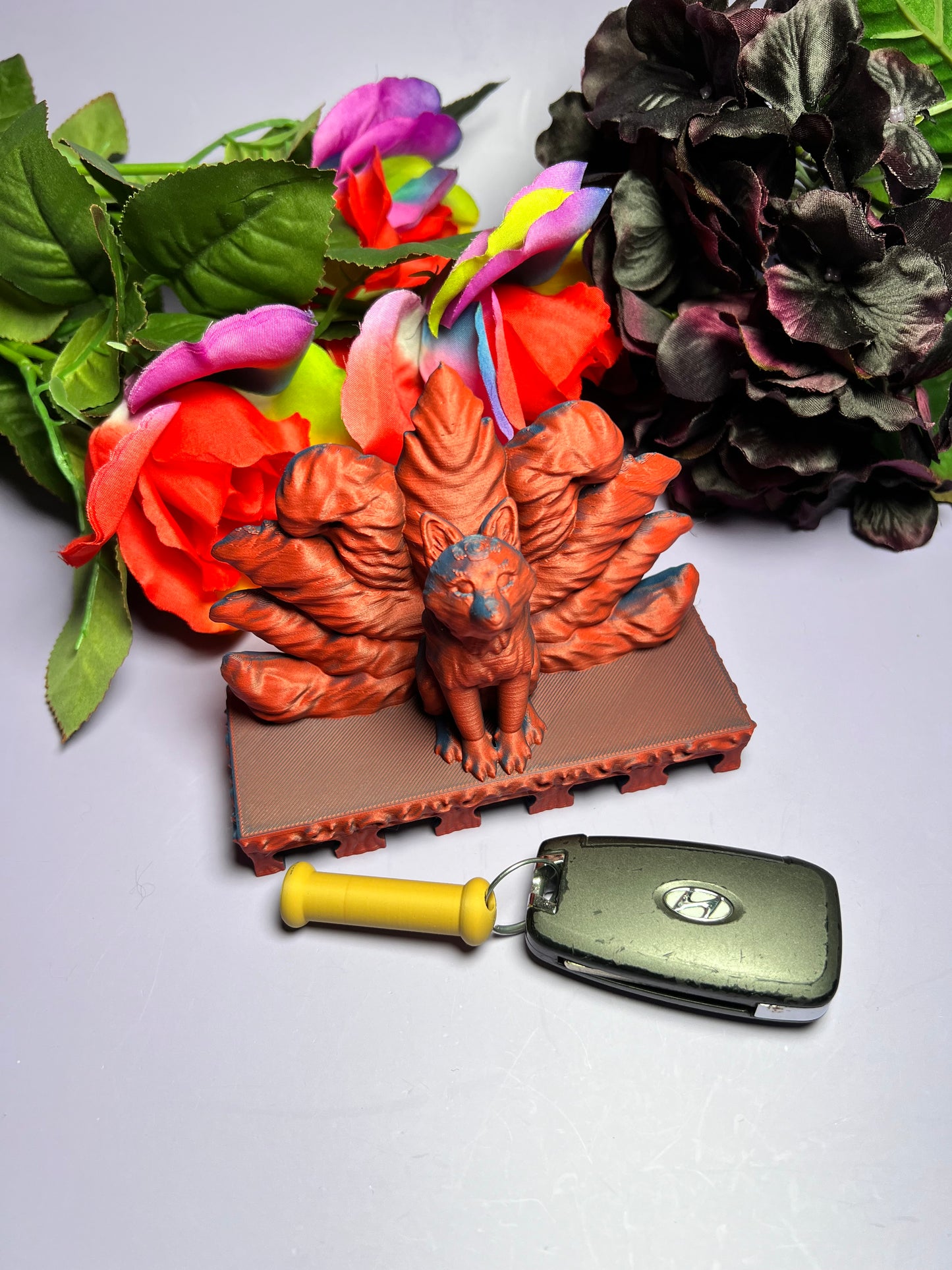 Nine Tailed Kitsune Keychain Holder - Wall Mounted