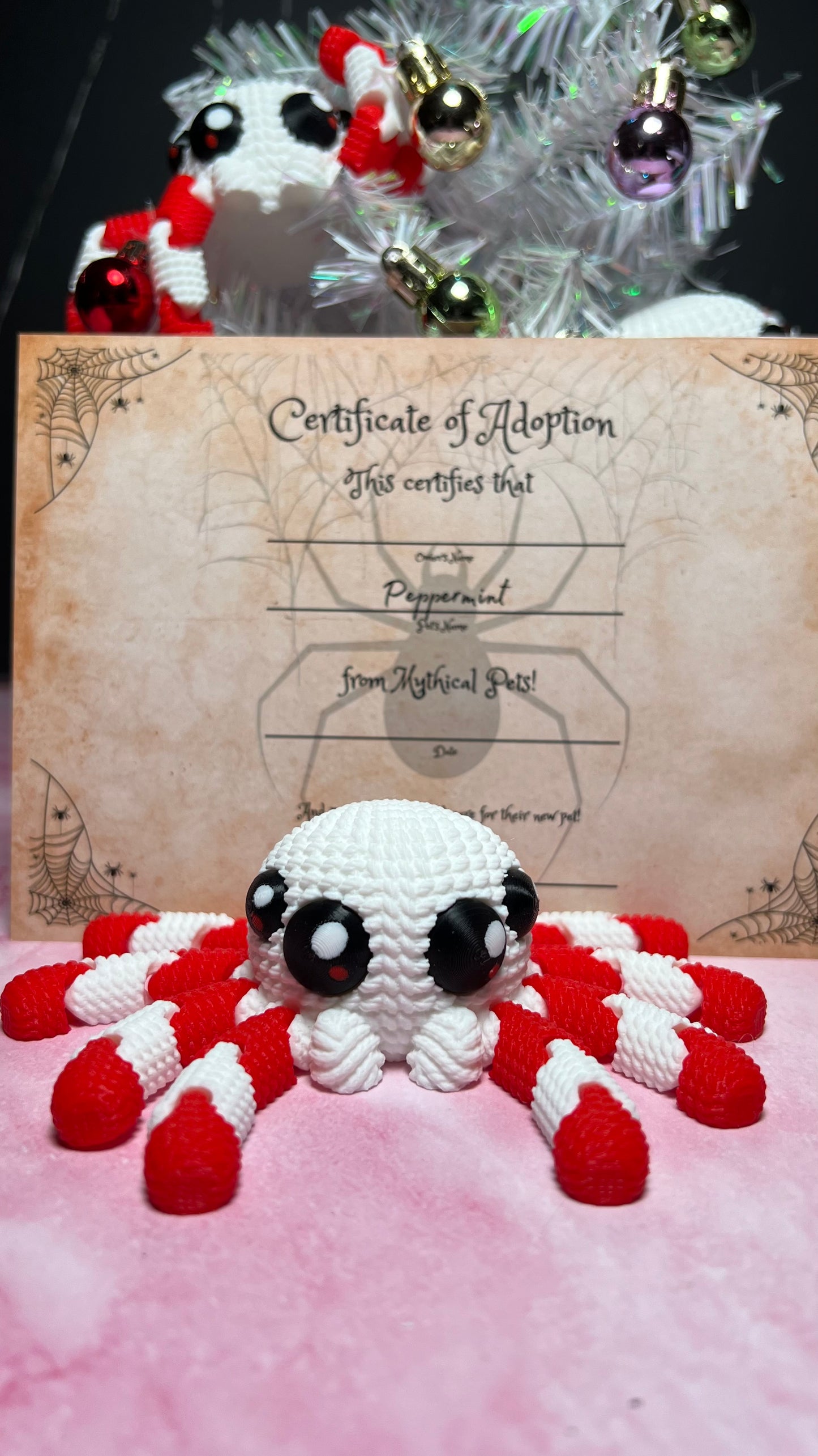 Peppermint - The Crochet Christmas Spider - Mythical Pets