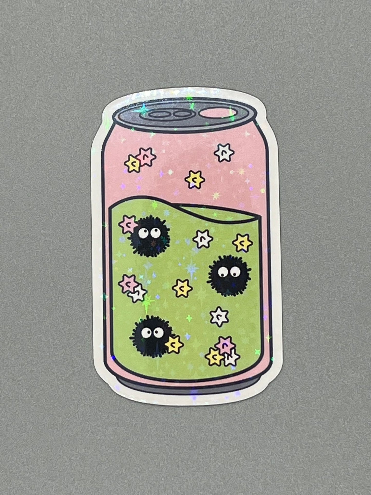 Studio Ghibli Soda Can Stickers - No-Face Totoro Soot Sprites and Star Candy - Great for Laptops Journals Desks - Laminated Vinyl Waterproof