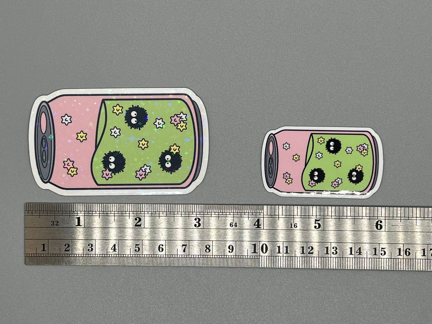 Studio Ghibli Soda Can Sticker Pack - No-Face Totoro Soot Sprites and Star Candy - Great for Water Bottles, Laptops, Journals, Scrapbooking