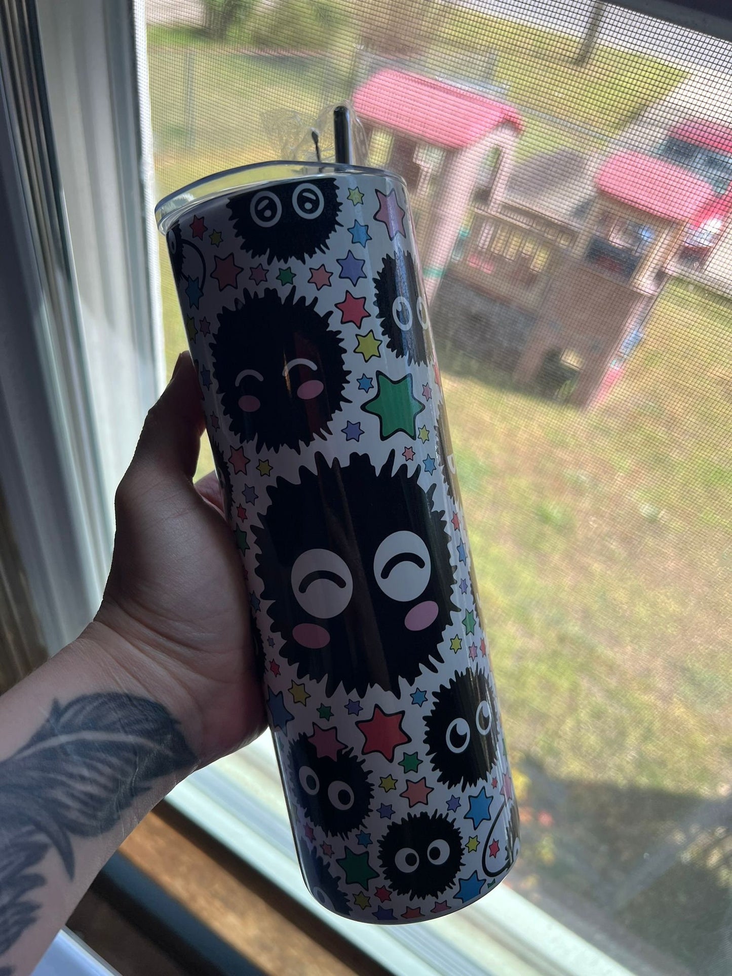 Soot Sprite Emojis - 20oz Skinny Stainless Steel Tumbler - Double Wall - Anti-Leak Top - Works Great Hot or Cold - Handwash