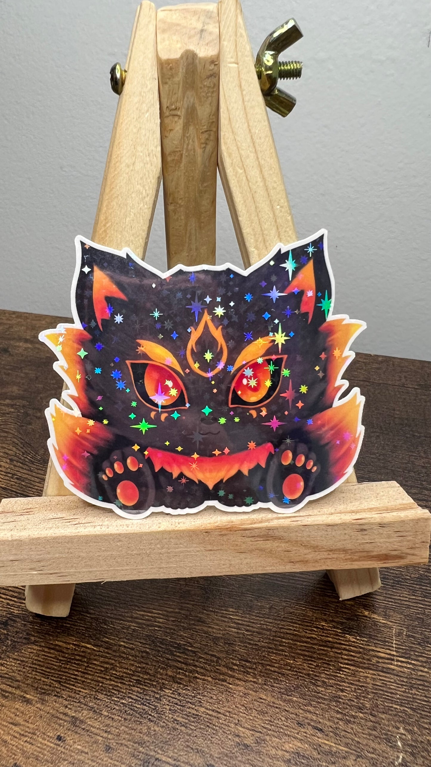 Four-Tailed Kitsune Sticker - Fire Theme - Die Cut