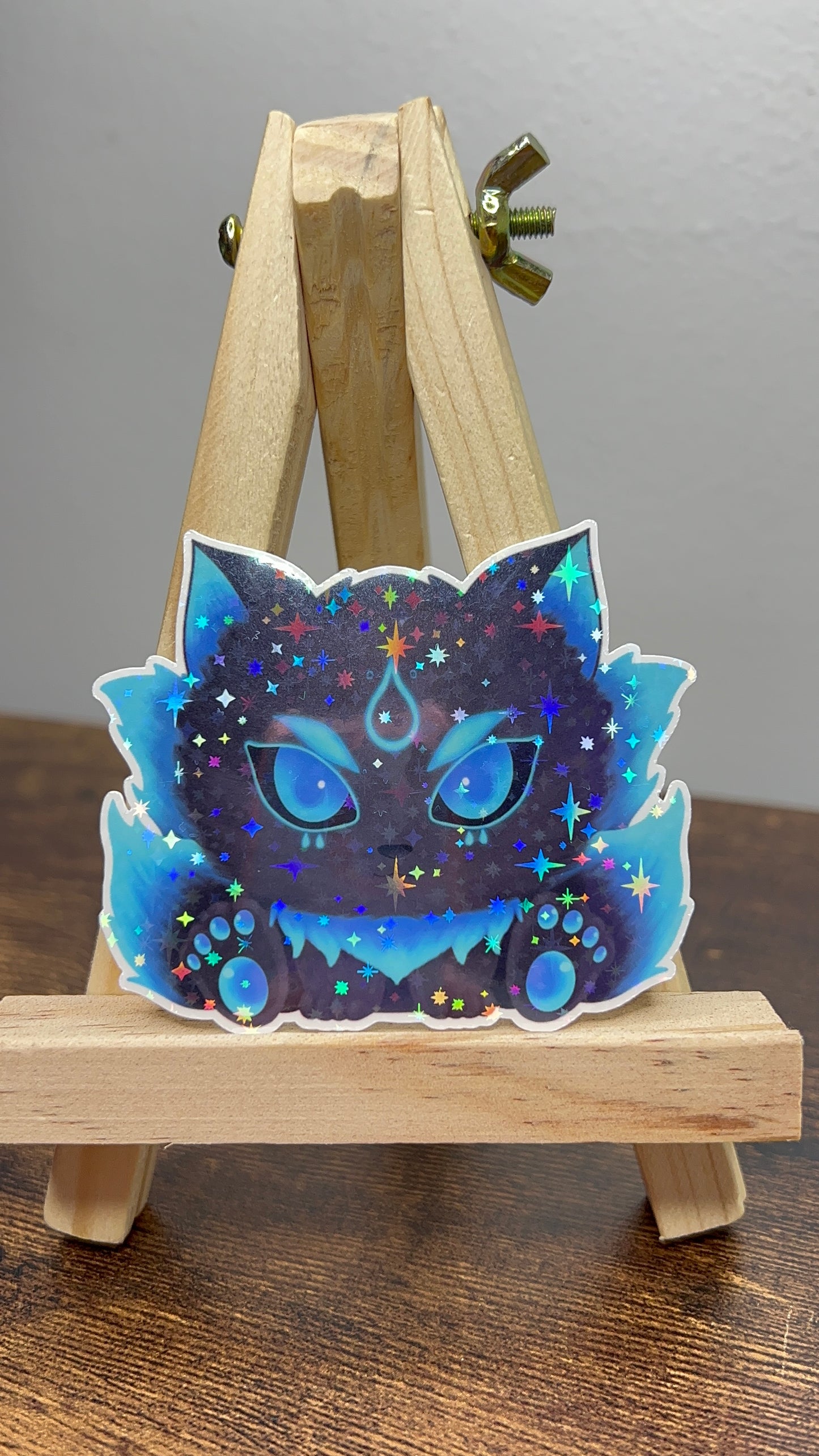 Four-Tailed Kitsune Sticker - Water Theme - Die Cut