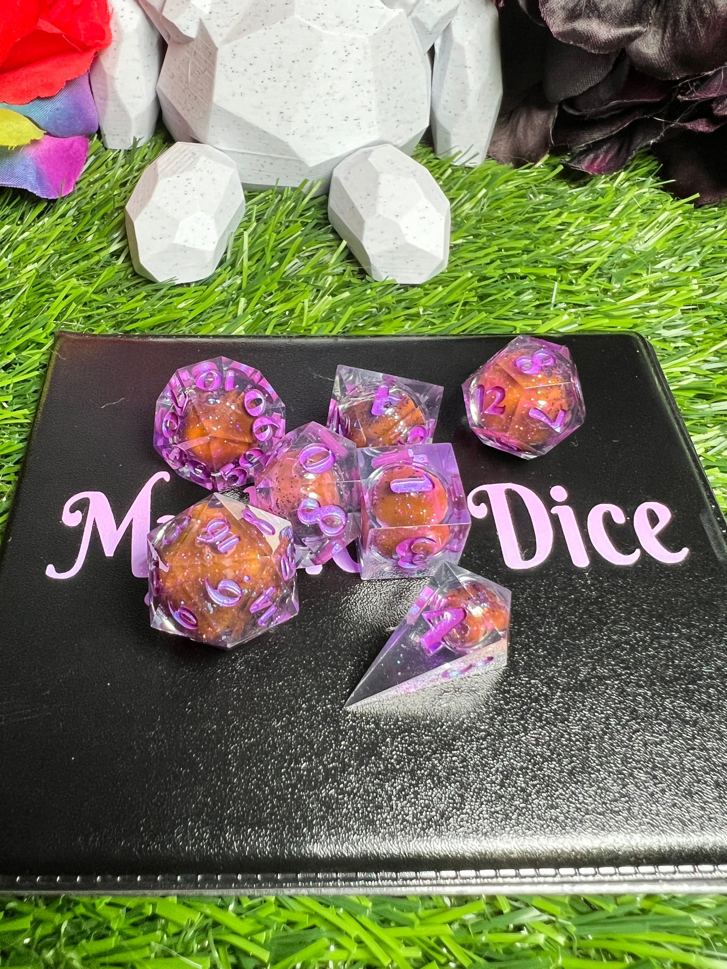 Purple Elixir - Liquid Core Set - 7 Set Dice  - Fine Art Dice