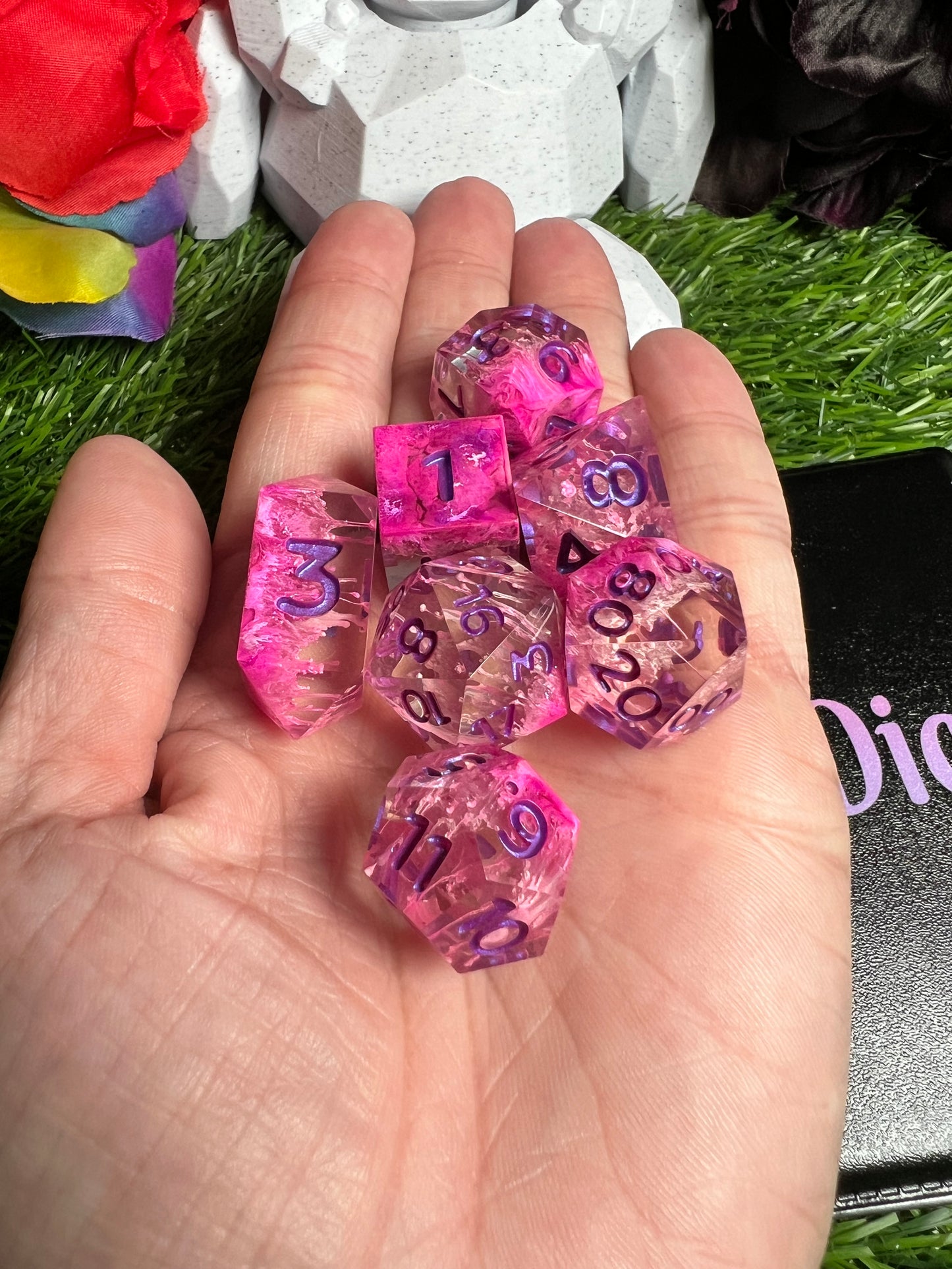 Spores of Aphrodite - Crystal D4 - 7 Set Dice  - Fine Art Dice