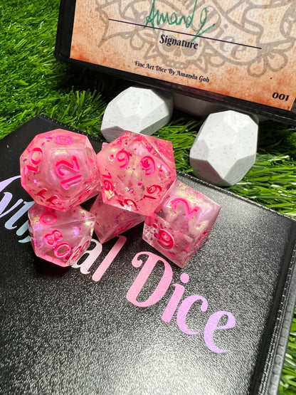 Pixie Dust - Standard 7 Set Dice  - Fine Art Dice - Shard D4