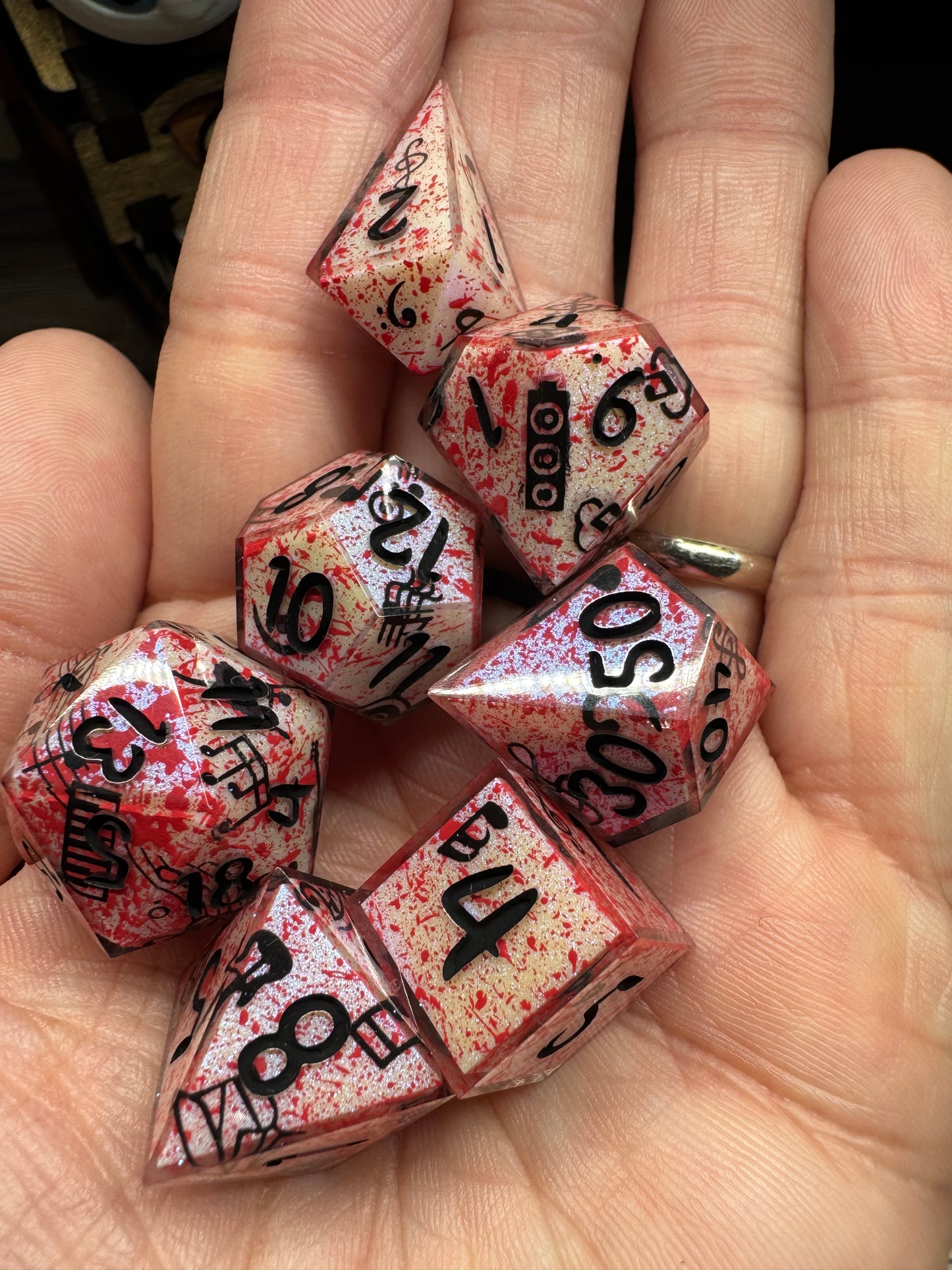 Hymn of Death - Standard 7 Set Dice  - Fine Art Dice - Shard D4