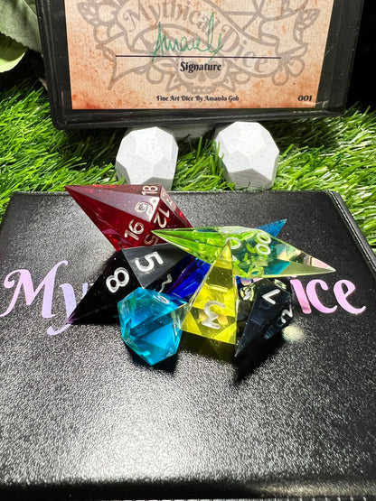 Materia - Standard 7 Set Dice  - Fine Art Dice - Crystal Style