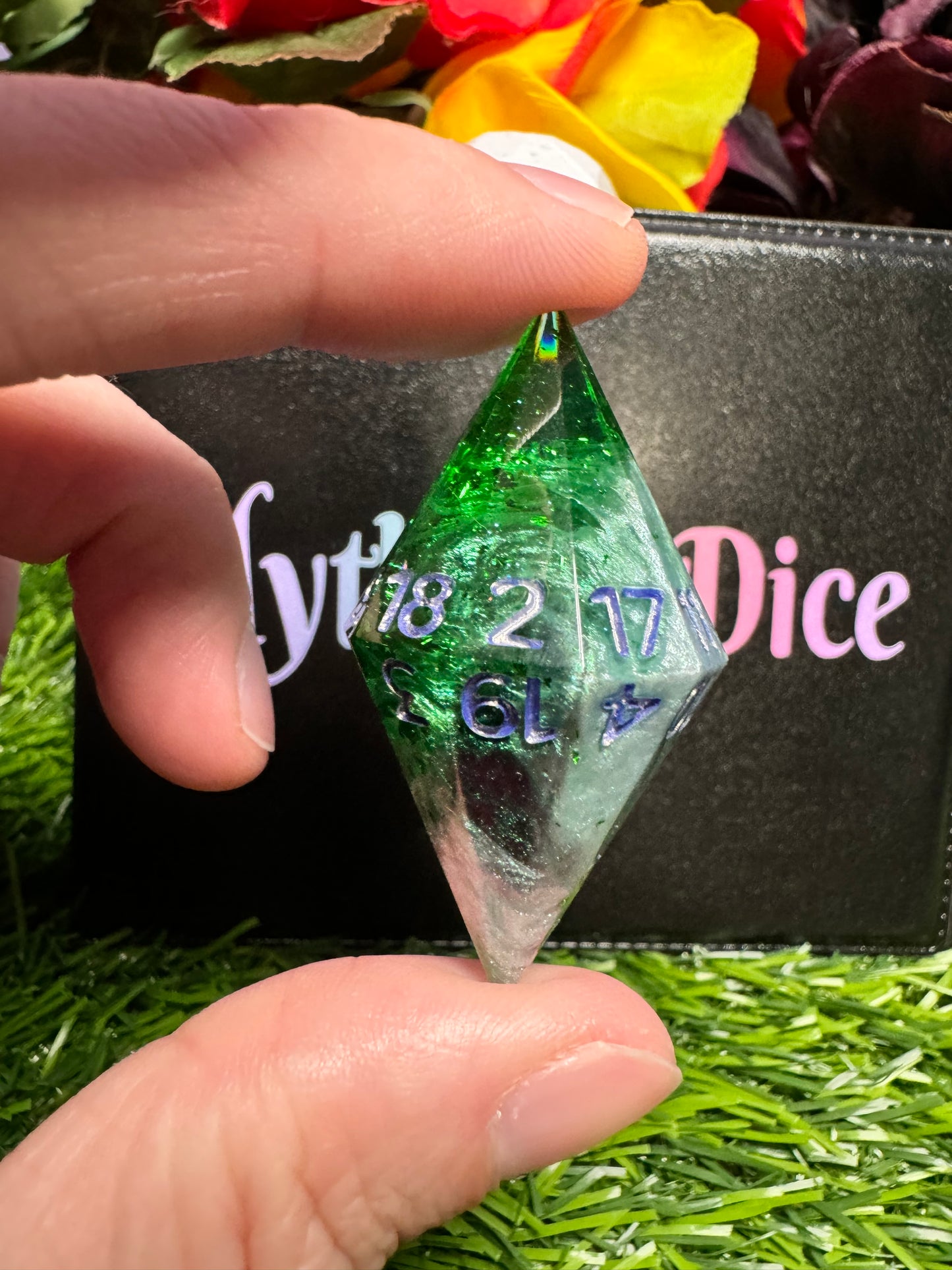 Corrupted Emerald - 7 Set Dice  - Fine Art Dice