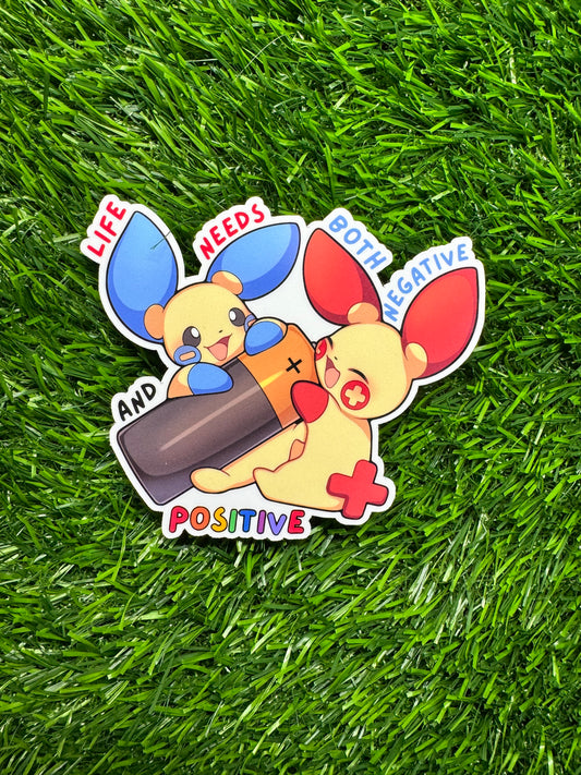 Life Needs Both Negative and Positive - Plusle and Minun - Die Cut