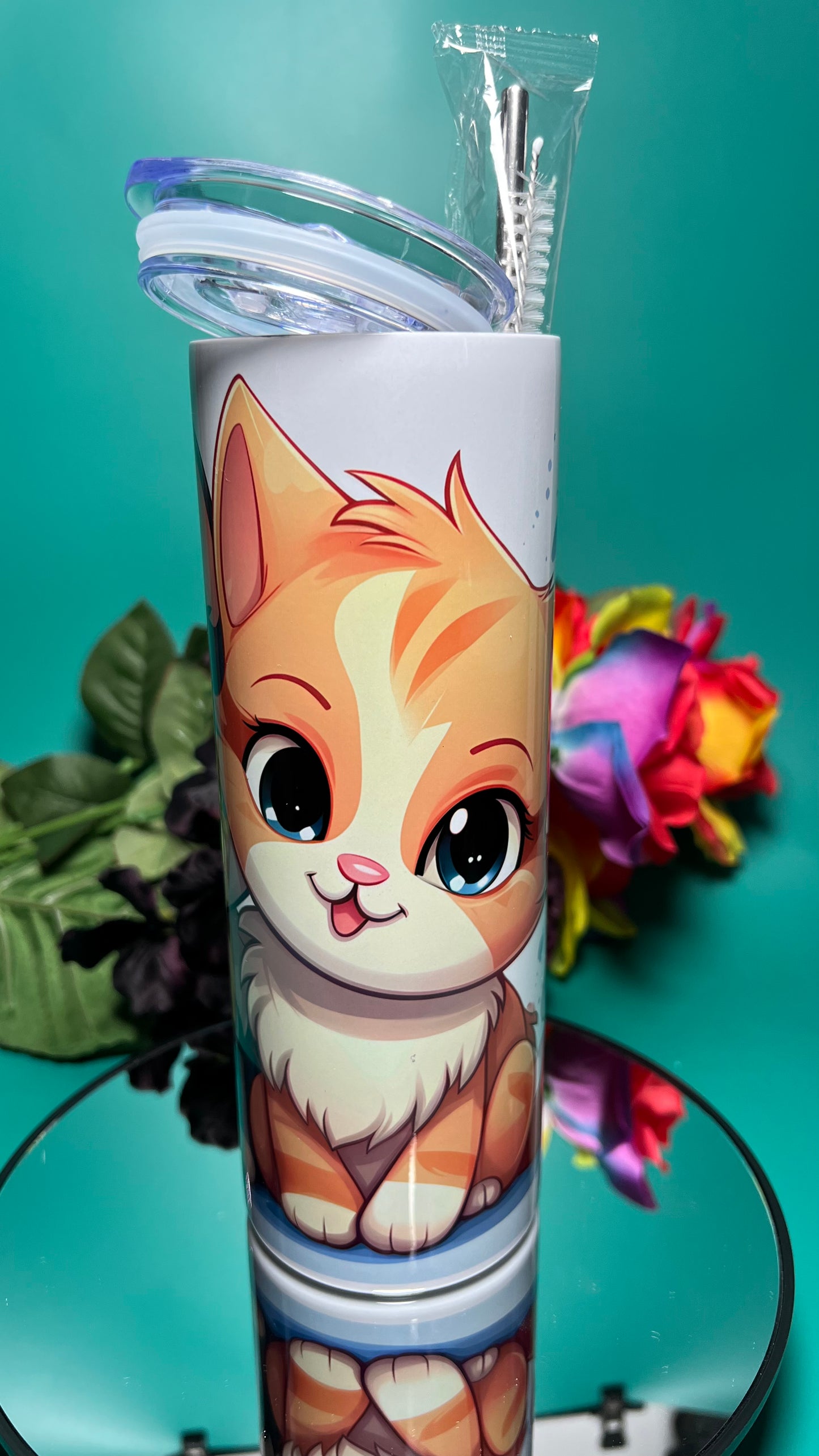 Bonded Pair - Paint Cats - 20oz Skinny Stainless Steel Tumbler - Double Wall - Sublimated