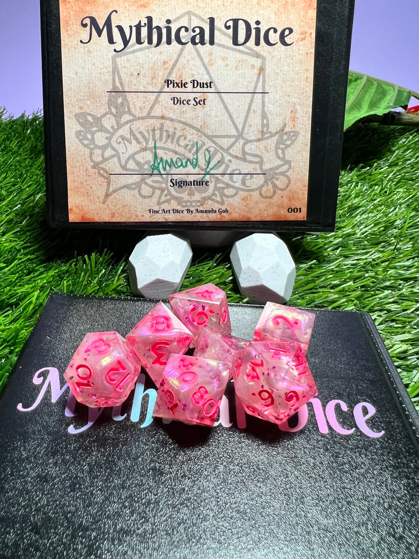 Pixie Dust - Standard 7 Set Dice  - Fine Art Dice - Shard D4