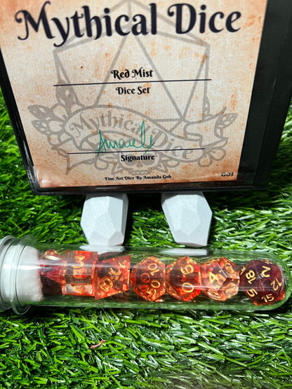 Red Mist - Standard 7 Set Dice  - Fine Art Dice - Blood Core D20