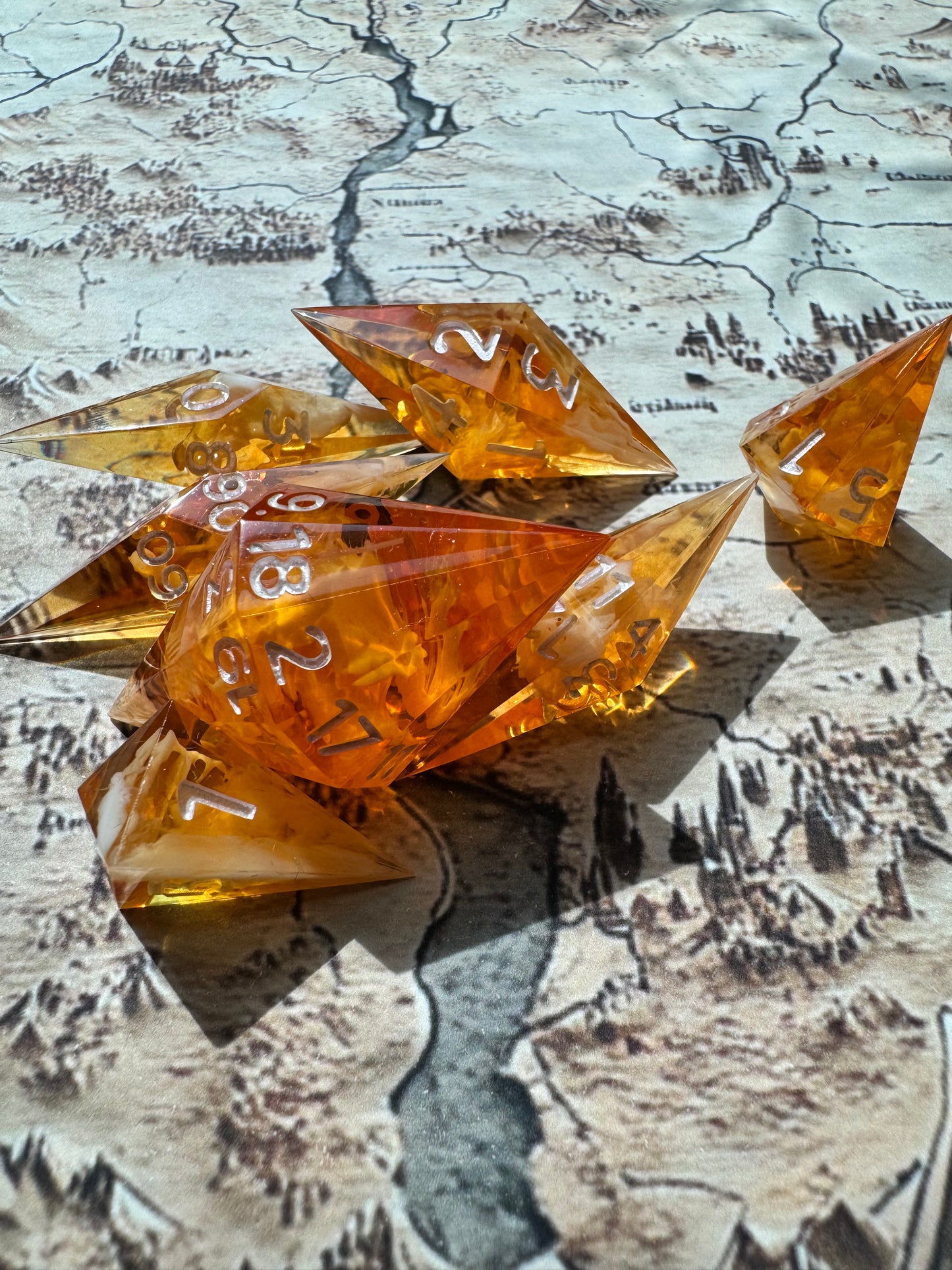 Dreamsicle - 7 Piece Dice Set - Fine Art Dice