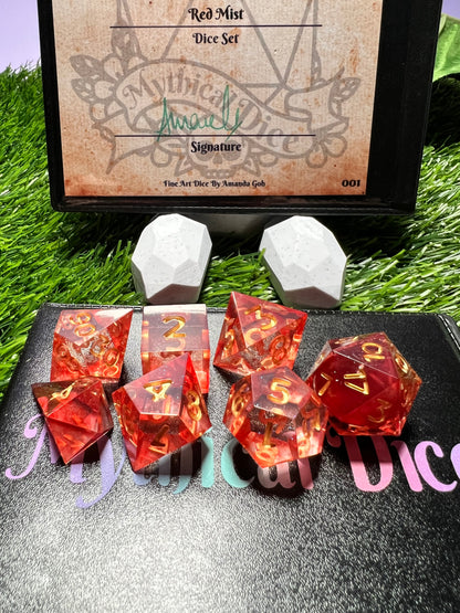 Red Mist - Standard 7 Set Dice  - Fine Art Dice - Blood Core D20