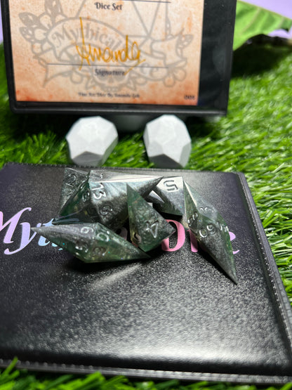 Depleted Uranium - Standard 7 Set Dice  - Fine Art Dice - Crystal Set