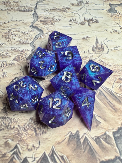 Purple Nebula - 8 Piece Set - Fine Art Dice