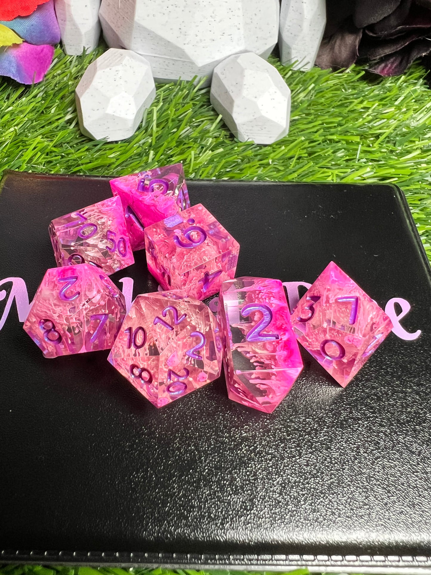 Spores of Aphrodite - Crystal D4 - 7 Set Dice  - Fine Art Dice