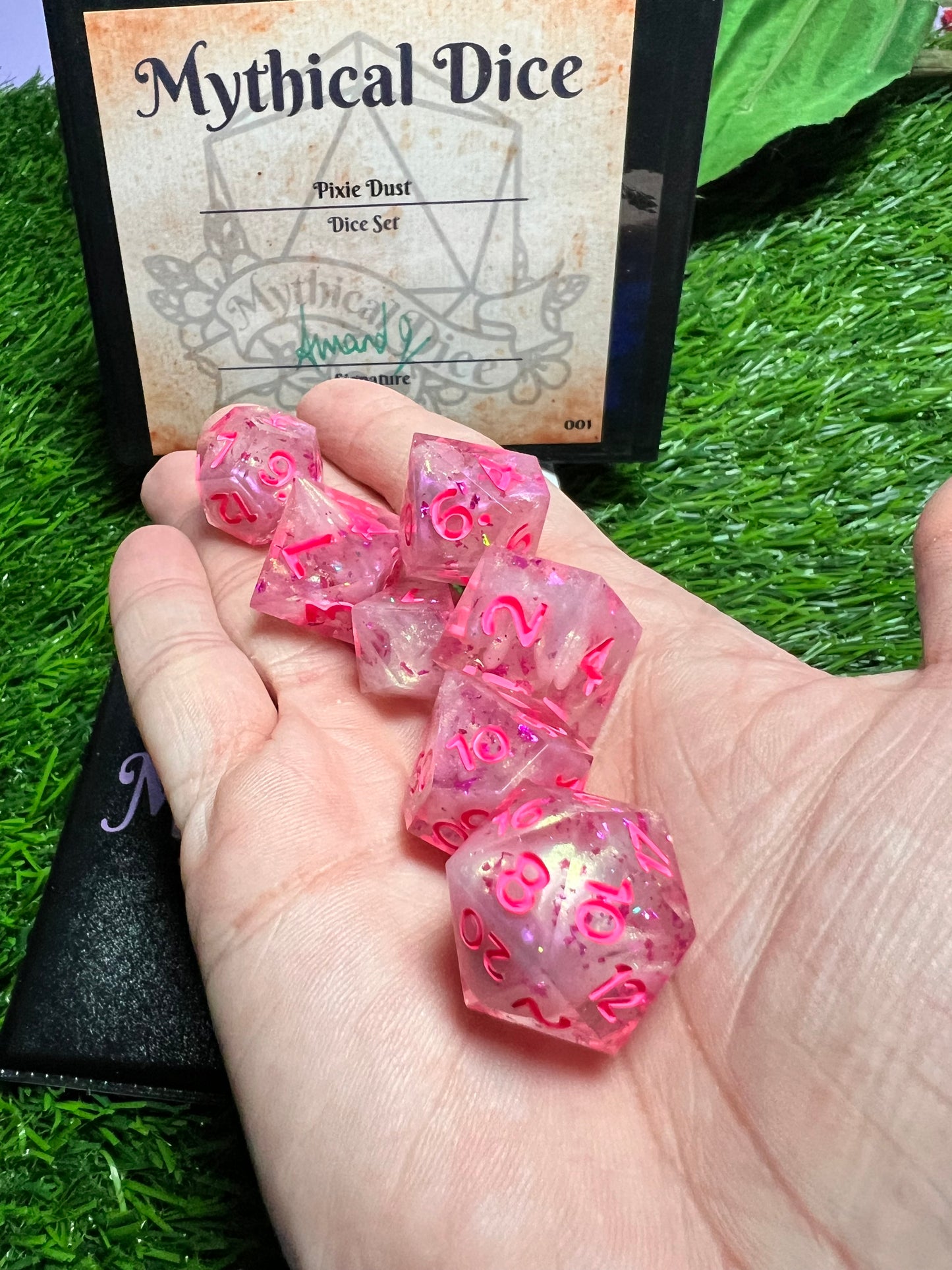 Pixie Dust - Standard 7 Set Dice  - Fine Art Dice - Shard D4