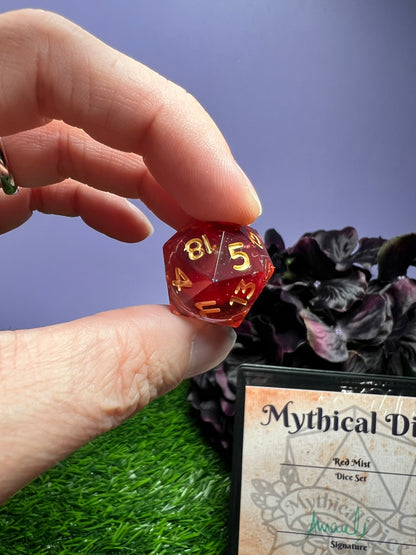 Red Mist - Standard 7 Set Dice  - Fine Art Dice - Blood Core D20