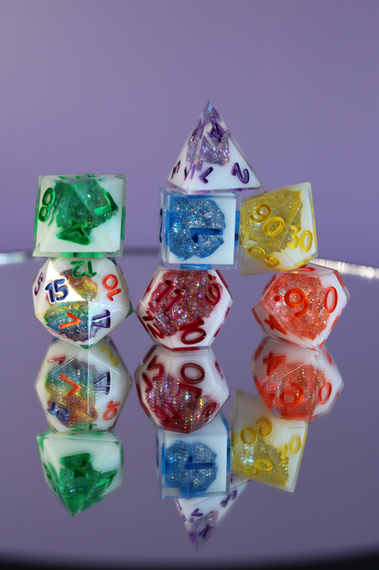 Pride - Standard 7 Set Dice  - Fine Art Dice - Geode Style