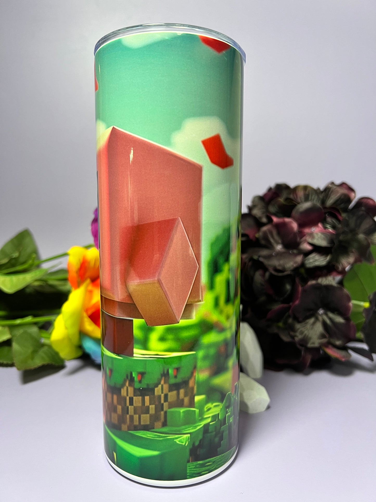 Minecraft Kirby - 20oz Skinny Stainless Steel Tumbler - Double Wall - Sublimated