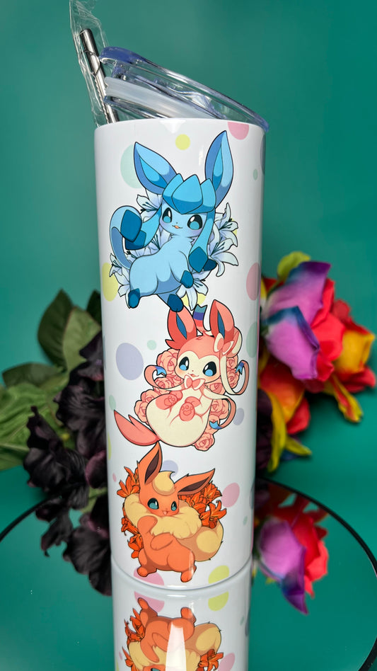 Flower Eeveelutions - 20oz Skinny Stainless Steel Tumbler - Double Wall - Sublimated