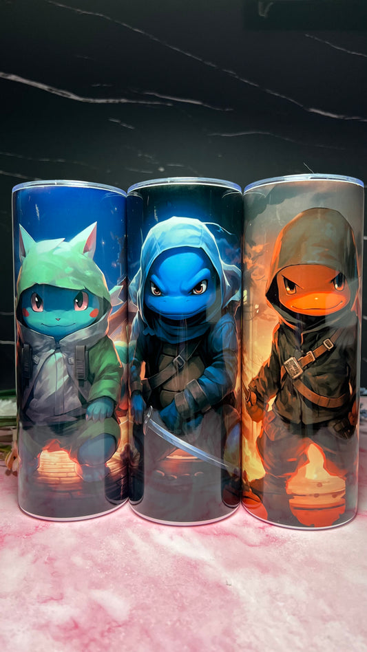 Ninja Kanto Starters - 20oz Skinny Stainless Steel Tumbler - Double Wall - Sublimated