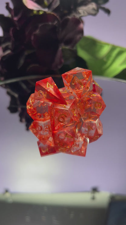 Red Mist - Standard 7 Set Dice  - Fine Art Dice - Blood Core D20