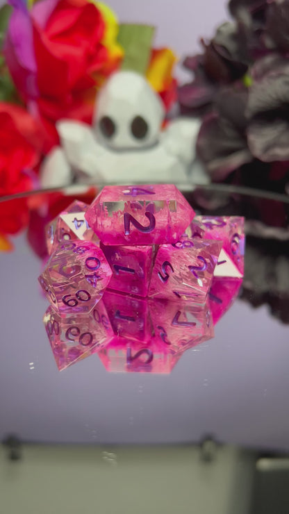 Spores of Aphrodite - Crystal D4 - 7 Set Dice  - Fine Art Dice