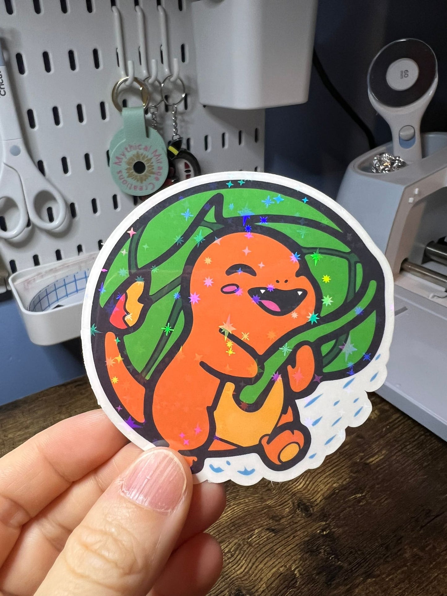 Charmander and Leaf Sticker - Die Cut