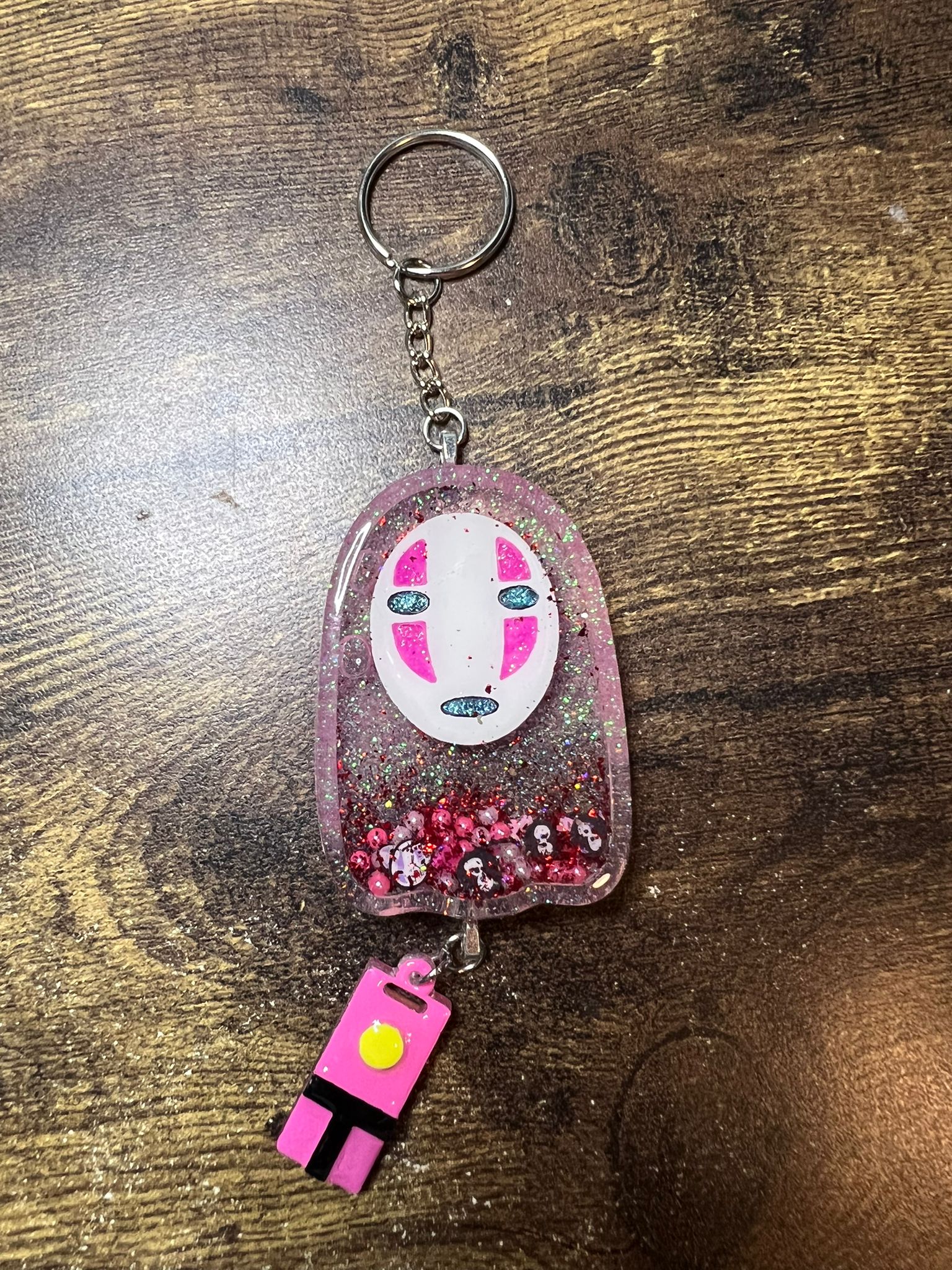 Pretty Face Shaker Keychain/Badge Reel - Hand Painted Resin No-face Keychain