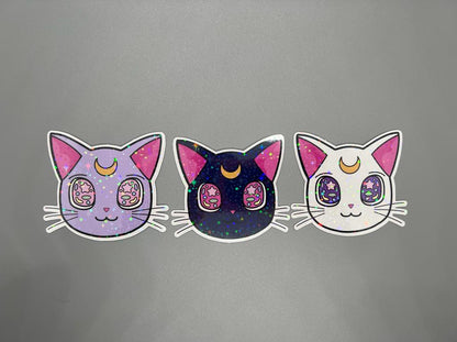 Retro Sailor Moon Cat Stickers - Die Cut