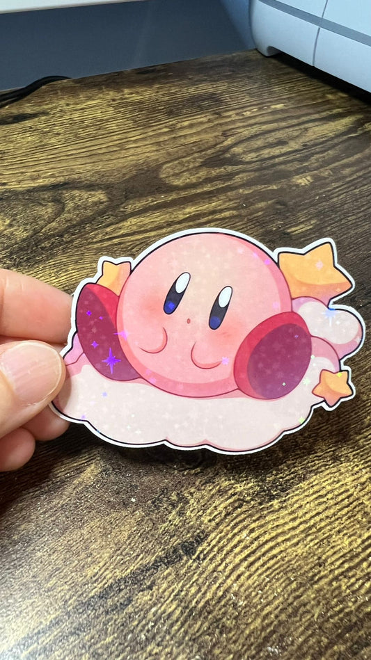 Cloud Riding Kirby Sticker - Die Cut