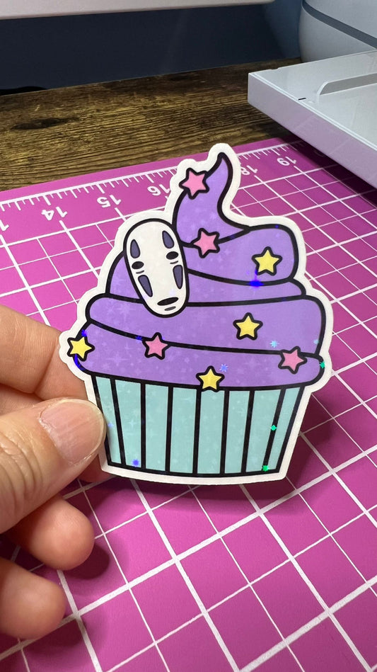 No-Face Cupcake Sticker - Die Cut